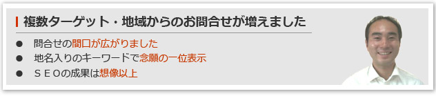 問い合せ増加の為に、間口を広げることが出来た