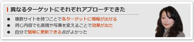 異なるターゲットにそれぞれアプローチできた