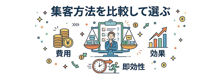 整骨院の集客方法を比較｜費用・効果・即効性で選ぶ