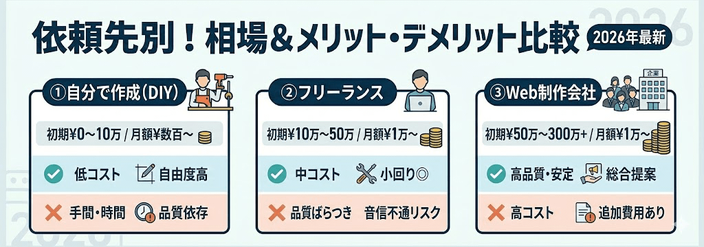 【比較】どこに頼むべき？ 依頼先別の相場とメリット・デメリット