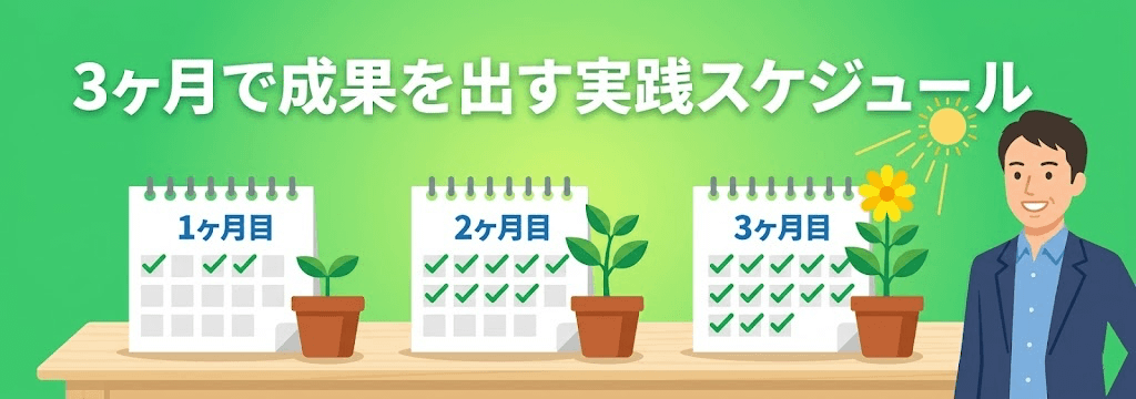 3ヶ月で成果を出すSEO対策スケジュールのイメージ