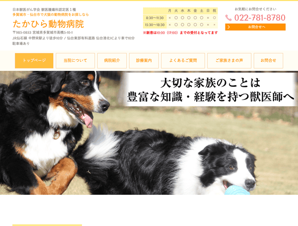 多賀城市・仙台市で犬猫の動物病院なら たかひら動物病院